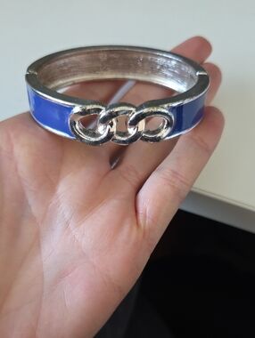 Blue Enamel Link Bangle Bracelet